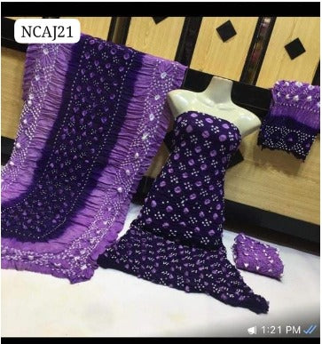 3pc Traditional Linen Chunri Design Dress