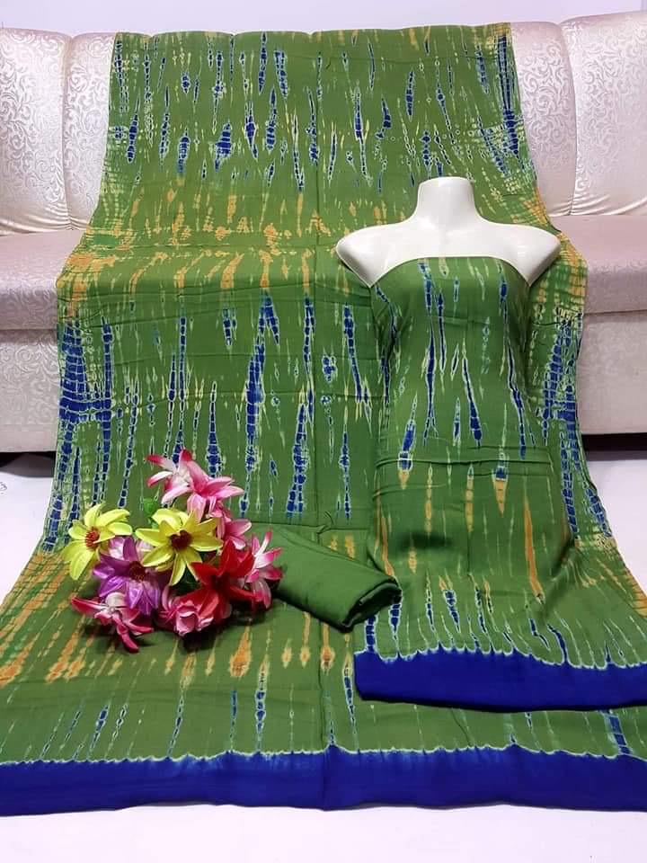 3pc Winter Linen Dress Green/Blue2