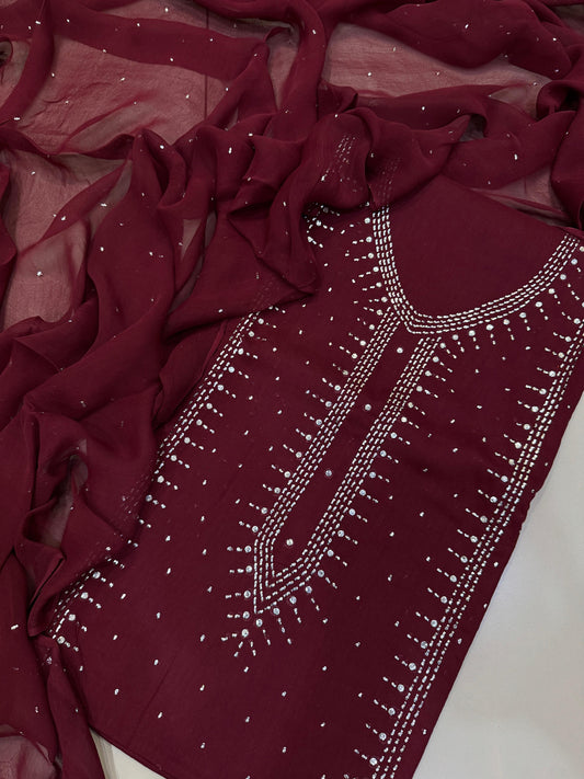 3pc Lawn Mukesh Work