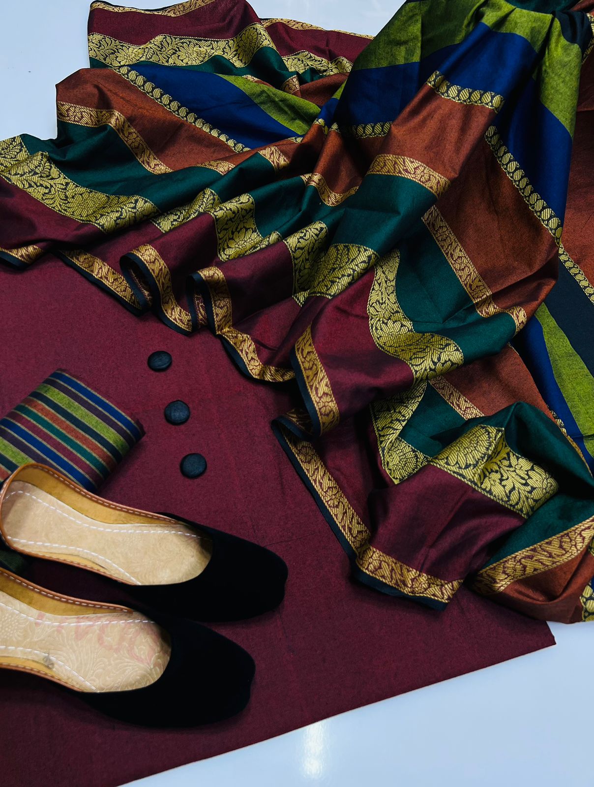 4PC Wool Shawl Dress (Khussa Gift)