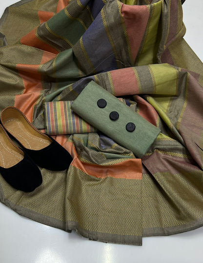 4PC Khaadi susi Shawl Dress (Khussa Gift)