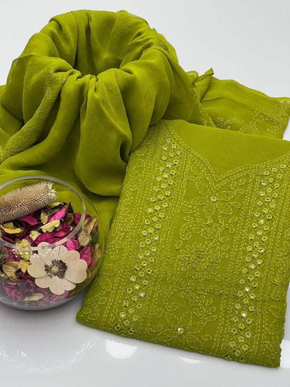 2PC Chifffon Shadow Mirror Work Dress (Shirt & Dupatta)