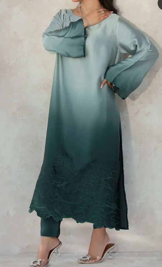 3pc Winter Shamoze Silk Dress Green