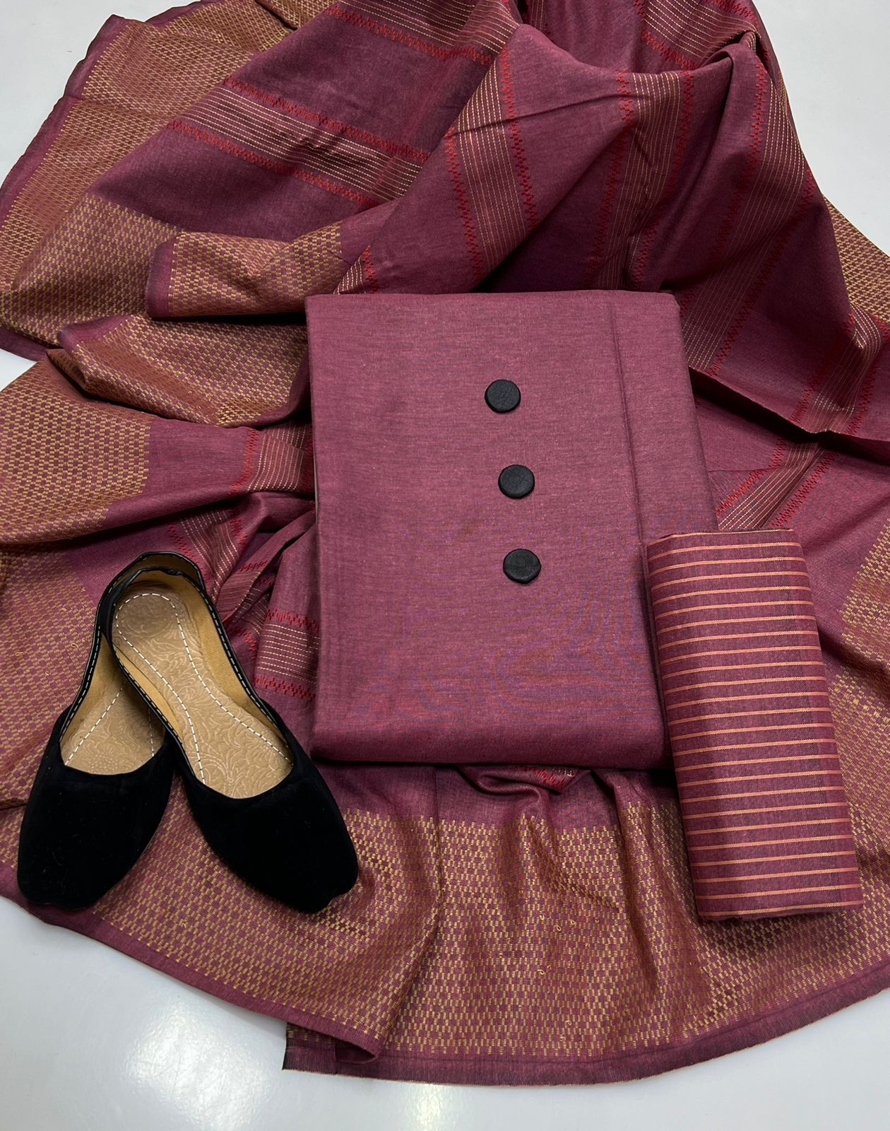 4PC Wool Shawl Dress (Khussa Gift)