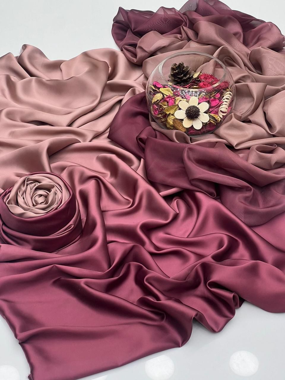 3pc Winter Shamoze Silk Dress Meroon/Skin