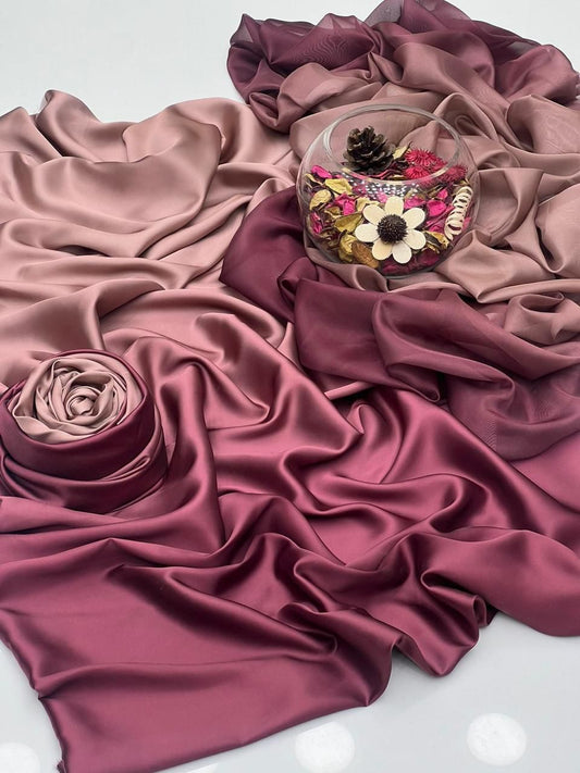 3pc Winter Shamoze Silk Dress Meroon/Skin