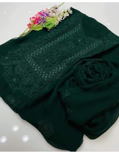 2PC Chifffon Shadow Mirror Work Dress (Shirt & Dupatta)